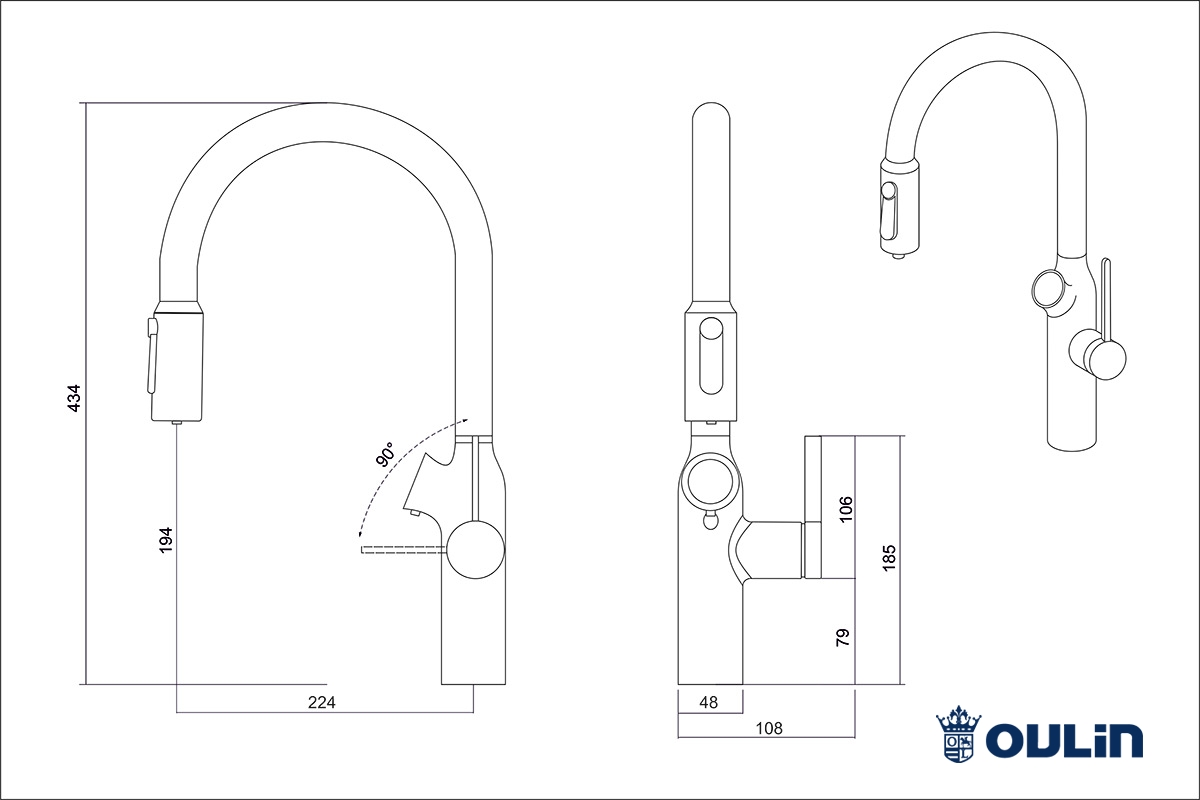 картинка Смеситель Oulin OL - 8018 CHROME 